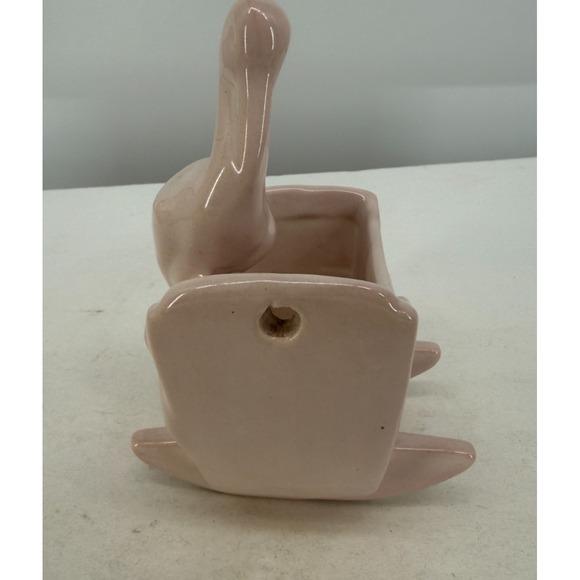 Haeger Pink Stork Cradle Baby Nursery Planter Wall Pocket Vintage 1940s 4.5x5x6" - Picture 2 of 7